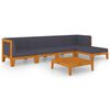 vidaXL Juego muebles de jard&iacute;n y cojines 6 pzas madera maciza acacia