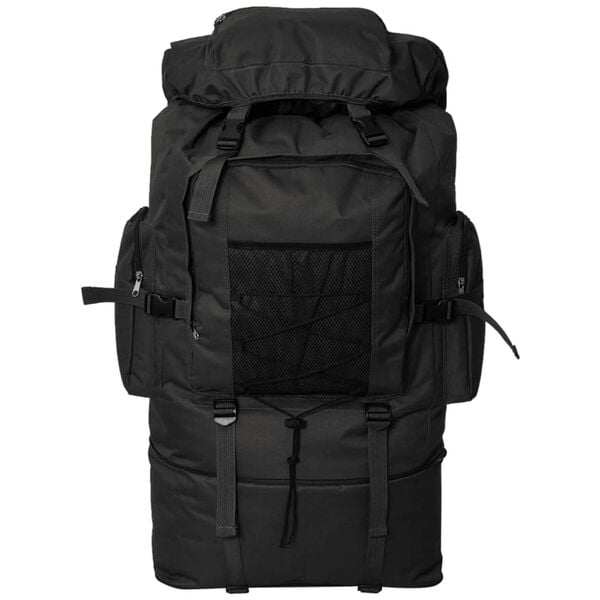 vidaXL Mochila estilo ejército XXL negro 100 l