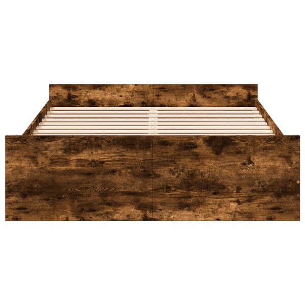 vidaXL Cama con cajones madera de ingenier&iacute;a roble ahumado 120x190 cm