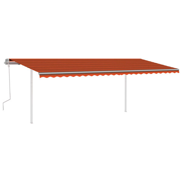 vidaXL Toldo manual retr&aacute;ctil con LED naranja y marr&oacute;n 6x3,5 m