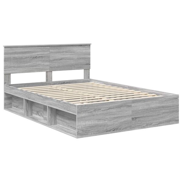 vidaXL Estructura de cama con cabecera Gris Sonoma 150 x 200 cm