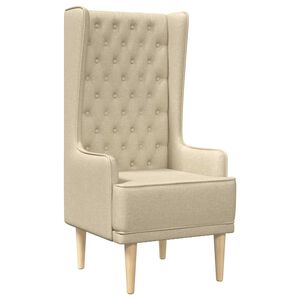 vidaXL Silla de respaldo alto con capiton&eacute; con botones Crema Tela