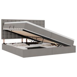 vidaXL Cama con almacenamiento y colch&oacute;n Taup&eacute; 200 x 200 cm Poli&eacute;ster