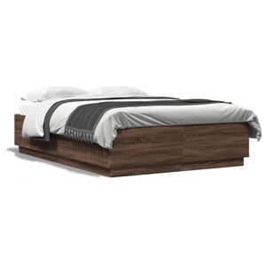 vidaXL Estructura de cama madera de ingenier&iacute;a marr&oacute;n roble 120x200 cm