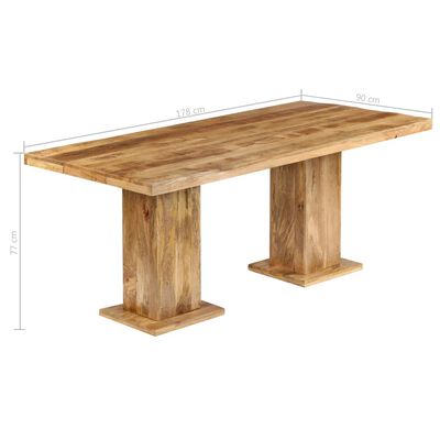 vidaXL Mesa de comedor de madera maciza de mango 178x90x77 cm