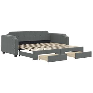 vidaXL Sof&aacute; cama nido con cajones tela gris oscuro 80x200 cm