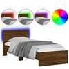 vidaXL Estructura de cama cabecero luces LED marr&oacute;n roble 90x190 cm