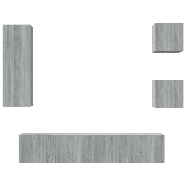 vidaXL Set de muebles para TV 5 pzas madera contrachapada gris Sonoma