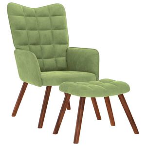 vidaXL Sill&oacute;n de relax con reposapi&eacute;s terciopelo verde claro