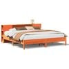 vidaXL Cama con estanter&iacute;a sin colch&oacute;n madera maciza marr&oacute;n 200x200 cm