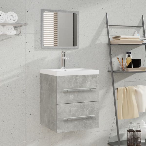 vidaXL Mueble de ba&ntilde;o con lavabo madera contrachapada gris hormig&oacute;n