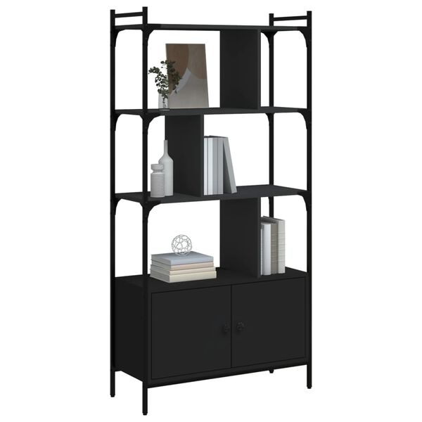 vidaXL Estanter&iacute;a con puertas madera negra 76,5x30x154,5 cm