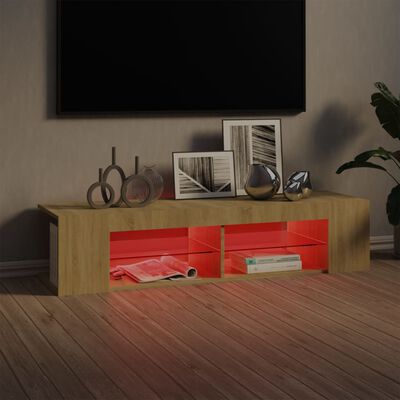 vidaXL Mueble de TV con luces LED roble Sonoma 135x39x30 cm