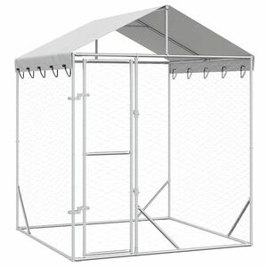 vidaXL Perrera de exterior con toldo acero galvanizado plata 2x2x2,5 m