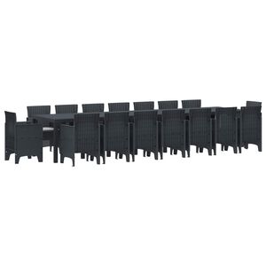 vidaXL Conjunto de comedor de jard&iacute;n con cojines 17 pcs Antracita PP