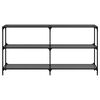 vidaXL Mesa consola con superficie de vidrio negro acero 158,5x30x81cm
