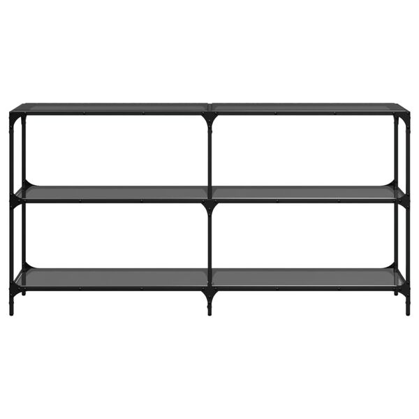 vidaXL Mesa consola con superficie de vidrio negro acero 158,5x30x81cm
