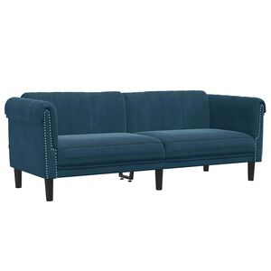 vidaXL Sof&aacute; de 3 plazas terciopelo azul