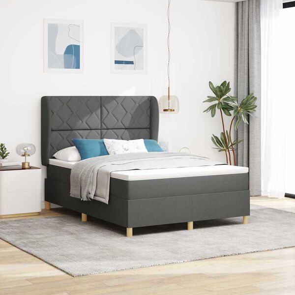 vidaXL Cama con Somier y Colch&oacute;n Gris Oscuro 90x190 cm de Tela tela