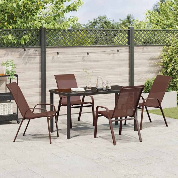 vidaXL Conjunto de Comedor de Jard&iacute;n 5 pcs Marr&oacute;n y Negro