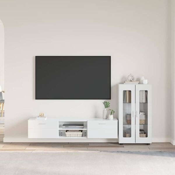 vidaXL Conjunto de mueble de TV FLORIN brillante Madera de ingenier&iacute;a