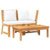 vidaXL Muebles de jard&iacute;n 3 pzas madera maciza de acacia cojines crema