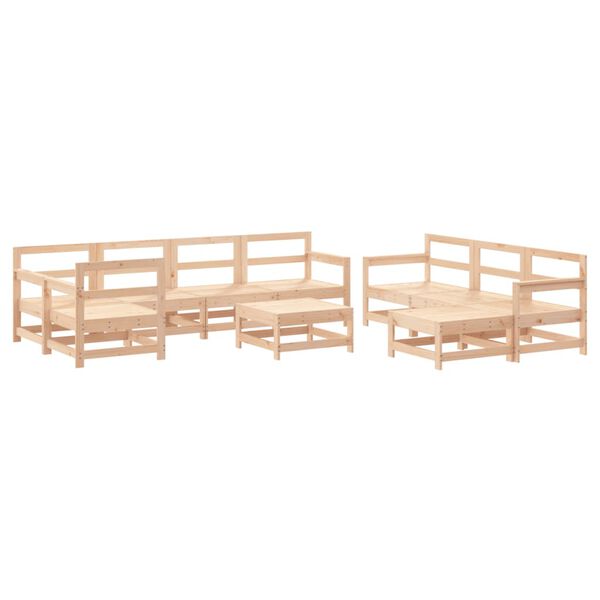vidaXL Juego muebles de jardín 10 piezas madera maciza pino