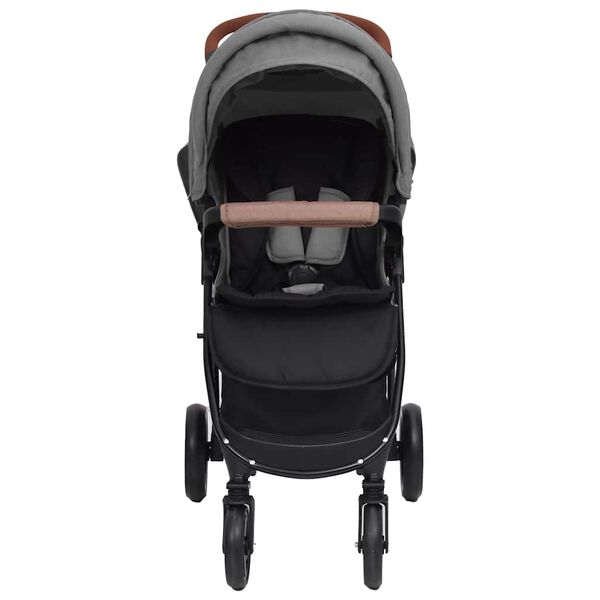 vidaXL Carrito de beb&eacute;s 3 en 1 de acero gris claro