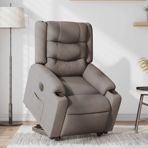 vidaXL Sillón eléctrico reclinable elevable de tela gris taupe