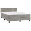 vidaXL Cama box spring colch&oacute;n y LED terciopelo gris claro 140x190 cm