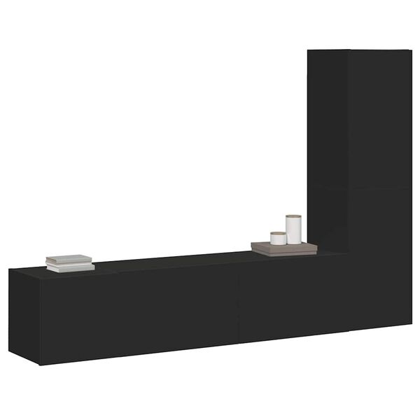 vidaXL Set de muebles de sal&oacute;n TV 3 pzas madera de ingenier&iacute;a negro