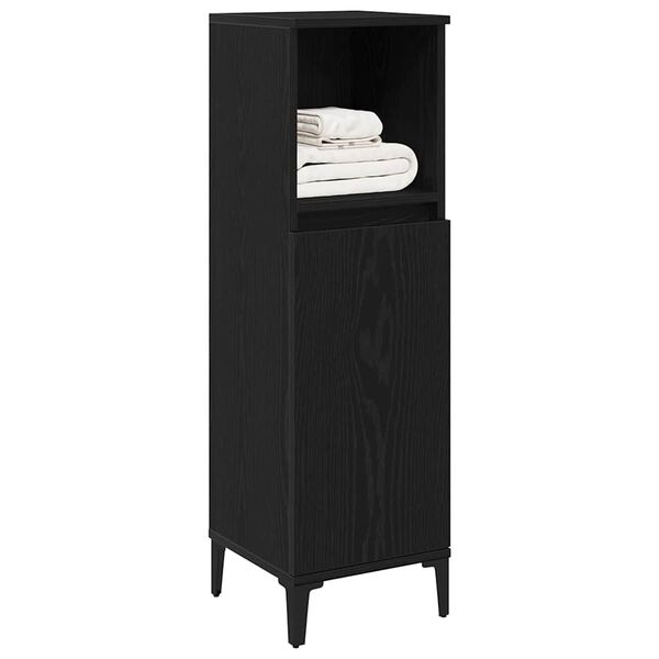 vidaXL Gabinete de Ba&ntilde;o con estante Roble Negro 30 x 30 x 100 cm