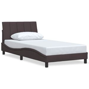 vidaXL Estructura de cama sin colch&oacute;n Hanko tela marr&oacute;n oscuro 100x200 cm