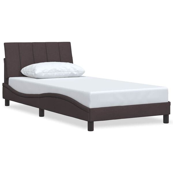 vidaXL Estructura de cama sin colch&oacute;n Hanko tela marr&oacute;n oscuro 100x200 cm