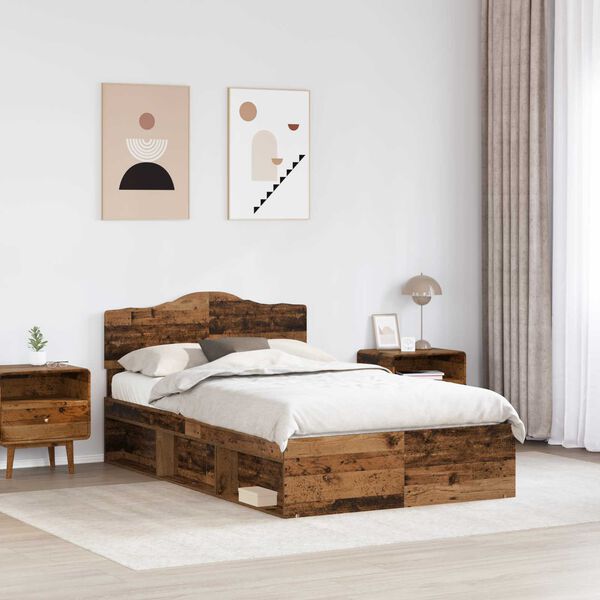 vidaXL Estructura de cama con cabecera Madera vieja 120 x 200 cm