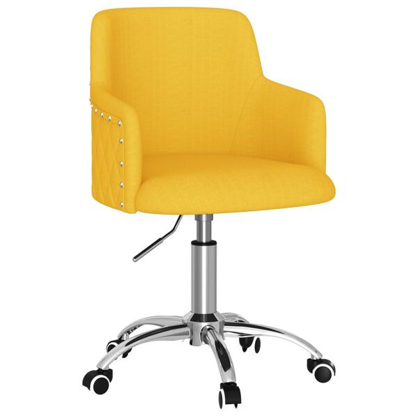 vidaXL Silla de oficina giratoria de tela amarillo mostaza