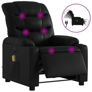 vidaXL Sill&oacute;n de masaje reclinable el&eacute;ctrico cuero sint&eacute;tico negro