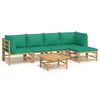 vidaXL Set de muebles de jard&iacute;n 6 piezas bamb&uacute; con cojines verde
