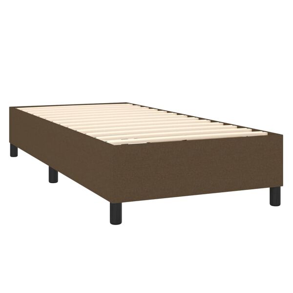 vidaXL Cama box spring con colch&oacute;n tela marr&oacute;n oscuro 90x200 cm