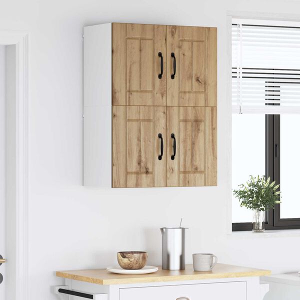 vidaXL Gabinetes de pared de cocina con puerta 2 pcs Roble artesanal