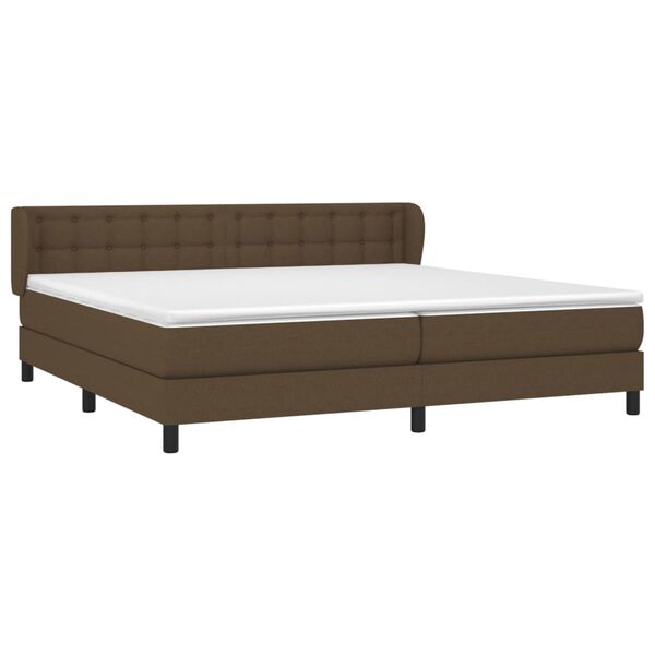 vidaXL Cama box spring con colch&oacute;n tela marr&oacute;n oscuro 200x200 cm