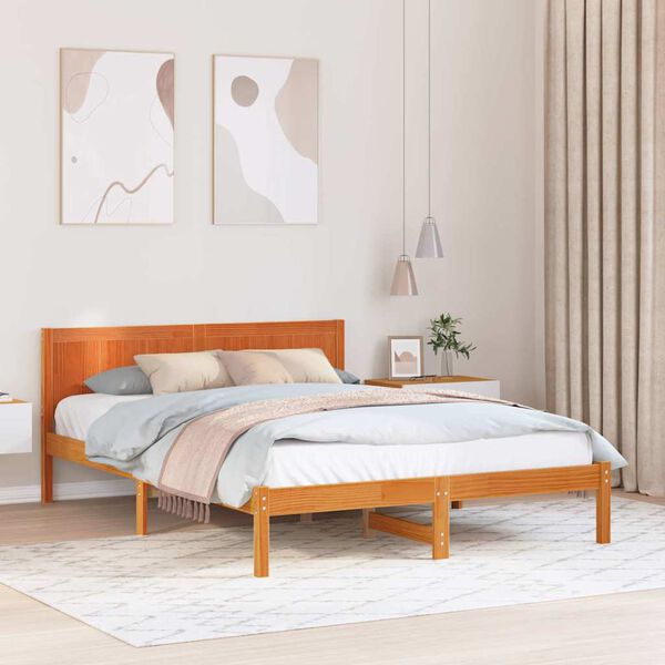 vidaXL Estructura de cama Marrón 160 x 200 cm Madera maciza de Pino