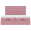 vidaXL Estructura de cama otomana colchones terciopelo rosa 160x200cm