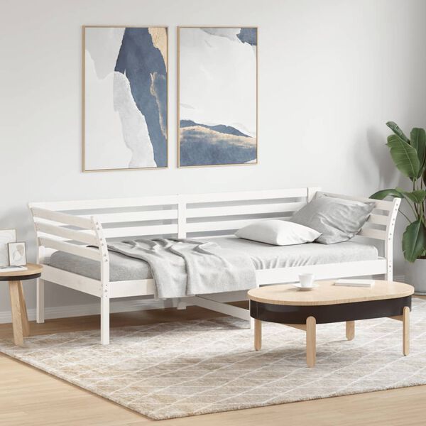 vidaXL Sof&aacute; cama sin colch&oacute;n madera maciza de pino blanco 90x200 cm