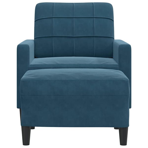 vidaXL Sill&oacute;n con taburete terciopelo azul 60 cm