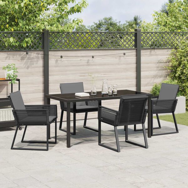 vidaXL Conjunto de Comedor de Jard&iacute;n 5 pcs Negro