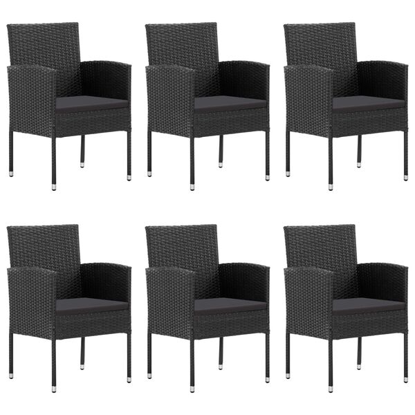 vidaXL Juego de comedor para jard&iacute;n 7 piezas rat&aacute;n sint&eacute;tico negro