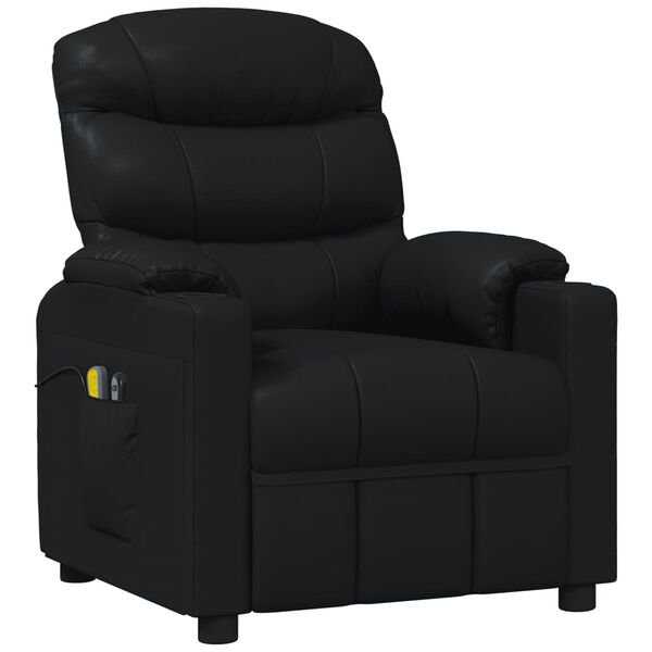 vidaXL Sill&oacute;n de masaje elevable cuero sint&eacute;tico negro