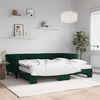 vidaXL Sof&aacute; cama nido con colch&oacute;n terciopelo verde oscuro 90x200 cm
