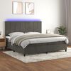 vidaXL Cama box spring colch&oacute;n y LED terciopelo gris oscuro 200x200 cm